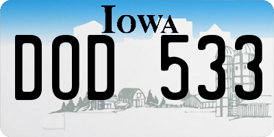 IA license plate DOD533