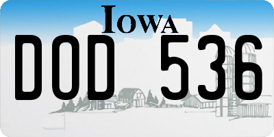 IA license plate DOD536