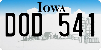 IA license plate DOD541