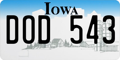 IA license plate DOD543
