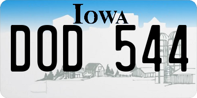 IA license plate DOD544