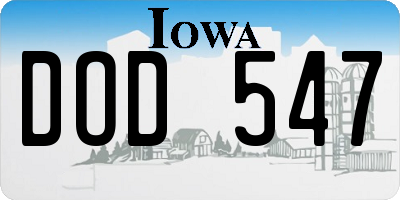 IA license plate DOD547