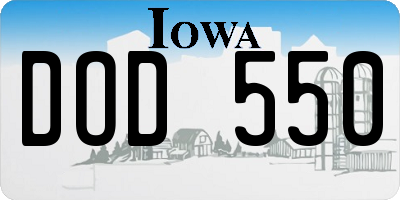 IA license plate DOD550