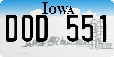 IA license plate DOD551