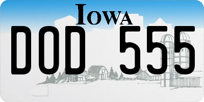 IA license plate DOD555