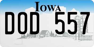 IA license plate DOD557