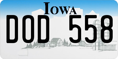 IA license plate DOD558