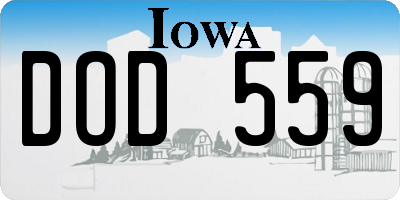 IA license plate DOD559