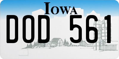 IA license plate DOD561