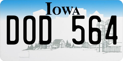 IA license plate DOD564
