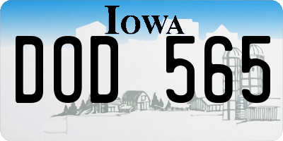 IA license plate DOD565