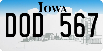IA license plate DOD567