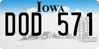 IA license plate DOD571