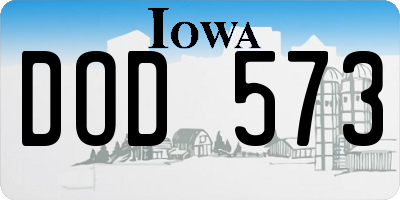IA license plate DOD573