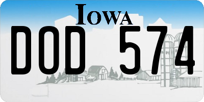 IA license plate DOD574