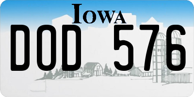 IA license plate DOD576