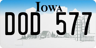 IA license plate DOD577