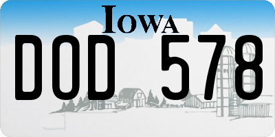 IA license plate DOD578