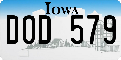 IA license plate DOD579