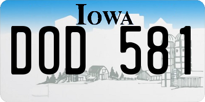 IA license plate DOD581