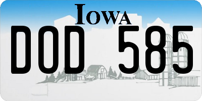 IA license plate DOD585