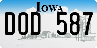 IA license plate DOD587