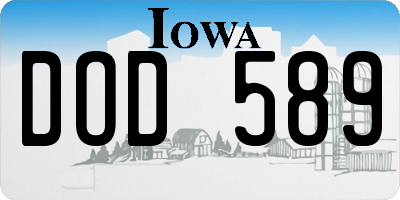 IA license plate DOD589