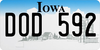 IA license plate DOD592