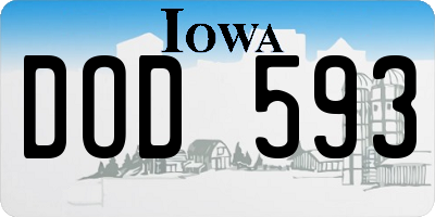 IA license plate DOD593