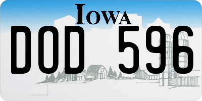 IA license plate DOD596