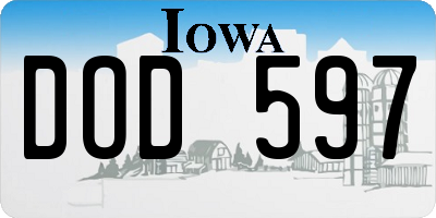 IA license plate DOD597