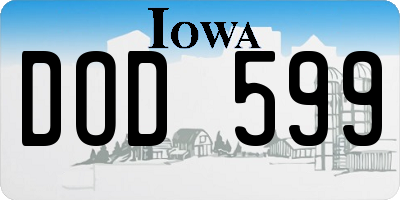 IA license plate DOD599