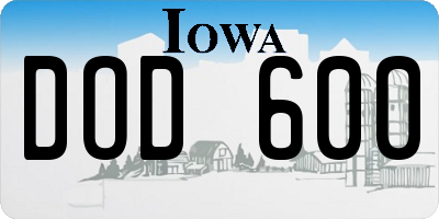 IA license plate DOD600