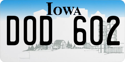 IA license plate DOD602