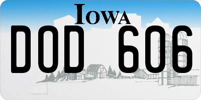 IA license plate DOD606