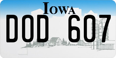IA license plate DOD607