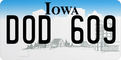 IA license plate DOD609