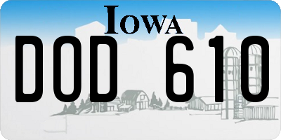 IA license plate DOD610