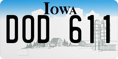 IA license plate DOD611