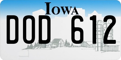 IA license plate DOD612