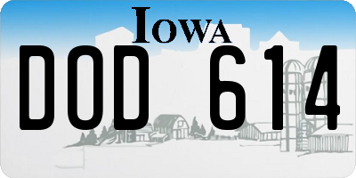 IA license plate DOD614