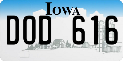 IA license plate DOD616