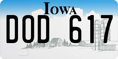 IA license plate DOD617