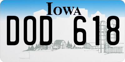 IA license plate DOD618