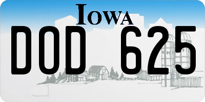 IA license plate DOD625