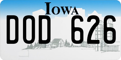 IA license plate DOD626