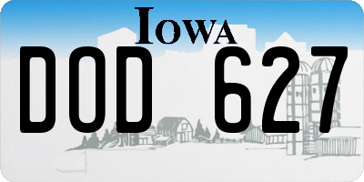 IA license plate DOD627