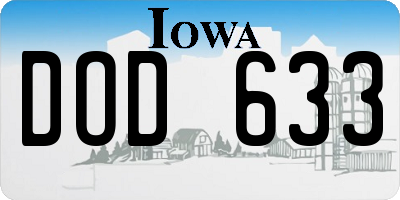 IA license plate DOD633