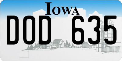 IA license plate DOD635