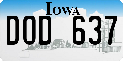 IA license plate DOD637
